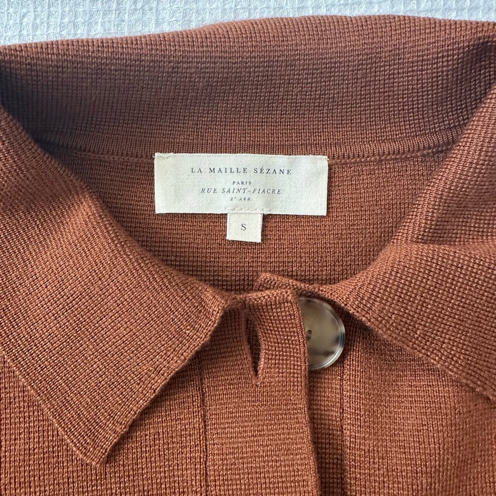 Sezane Betty Brown Cardigan Sweater - Picture 6 of 7